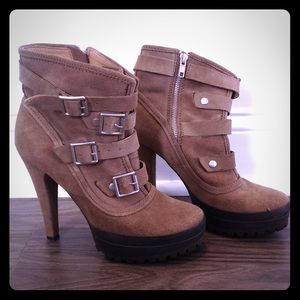 Steve Madden olive high heeled booties